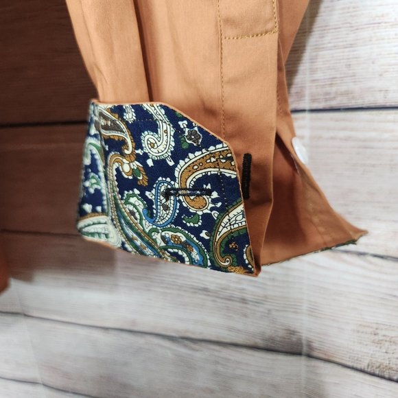 NWT Coofandy Button Up Shirt Men's Medium Brown Flip Cuff Long Sleeve Western - Picture 8 of 15